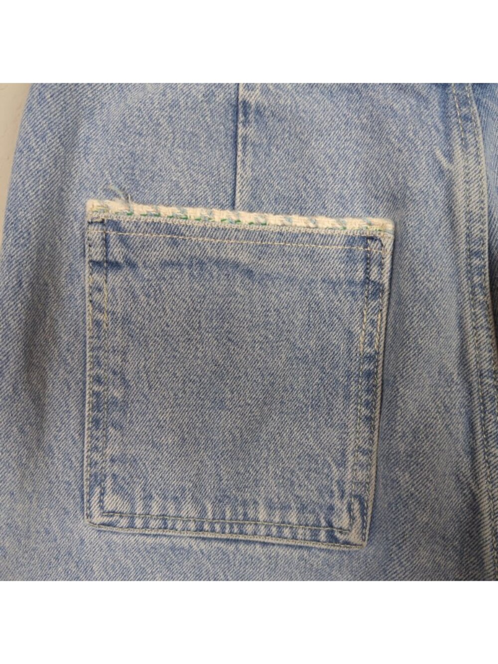 Zara Women's Jeans sz 6 / 28 blue Jeans High Rise Tweed Trim Straight Leg - Picture 7 of 13